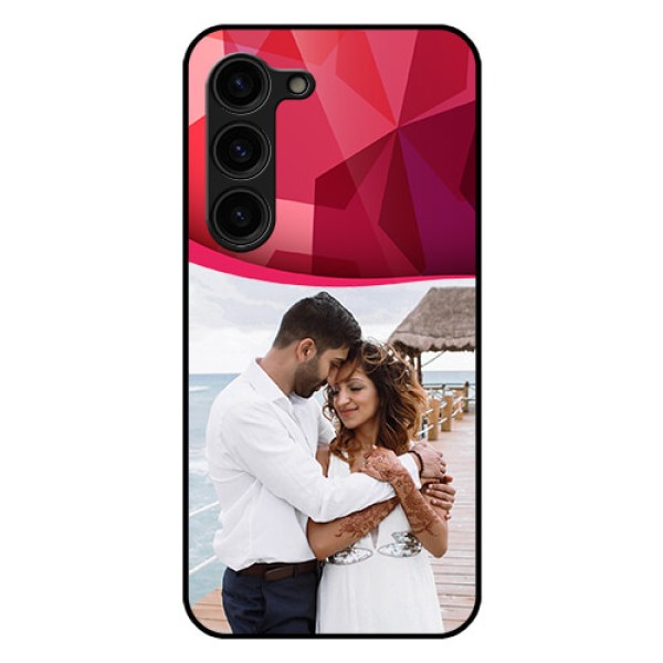 Galaxy S23 Plus 5G Custom Glass Mobile Case - Red Abstract Design