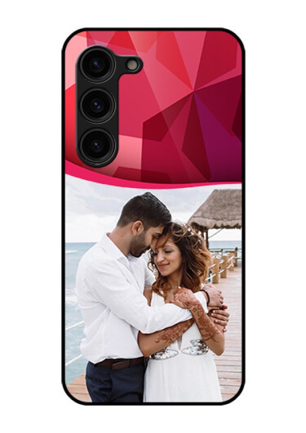 Galaxy S23 Plus 5G Custom Glass Mobile Case - Red Abstract Design