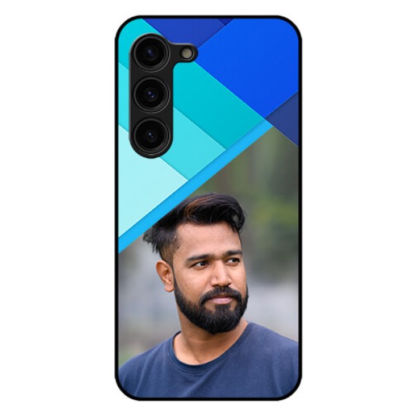 Galaxy S23 Plus 5G Custom Glass Phone Case - Blue Pattern Design