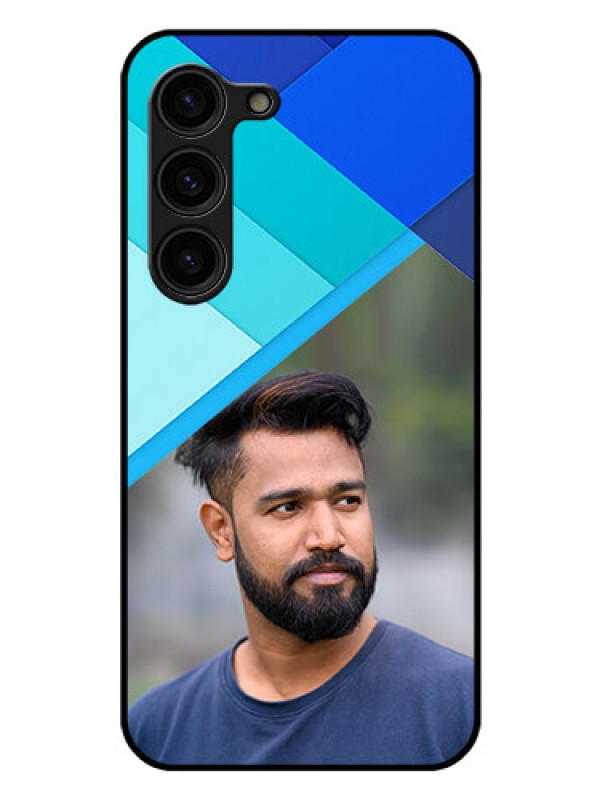 Custom Galaxy S23 Plus 5G Custom Glass Phone Case - Blue Pattern Design
