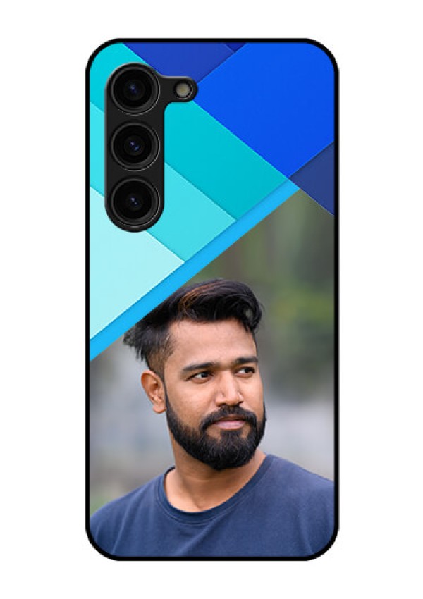 Galaxy S23 Plus 5G Custom Glass Phone Case - Blue Pattern Design