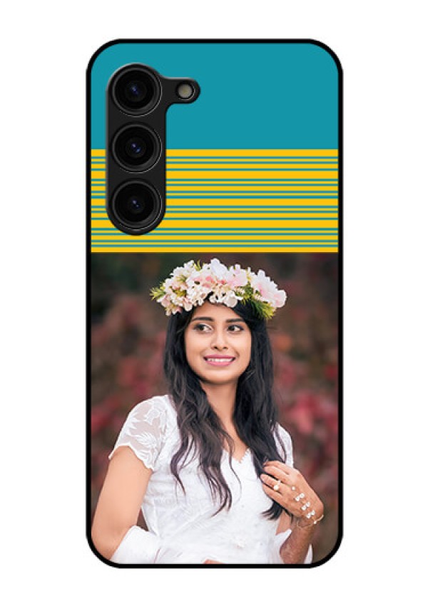Galaxy S23 Plus 5G Custom Glass Phone Case - Yellow & Blue Design
