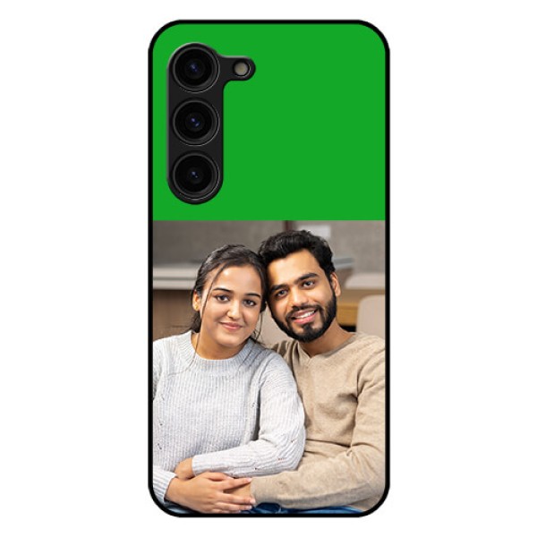 Galaxy S23 Plus 5G Personalized Glass Phone Case - Green Pattern Design