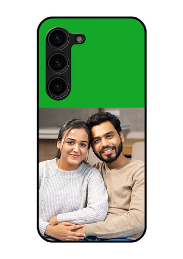 Galaxy S23 Plus 5G Personalized Glass Phone Case - Green Pattern Design
