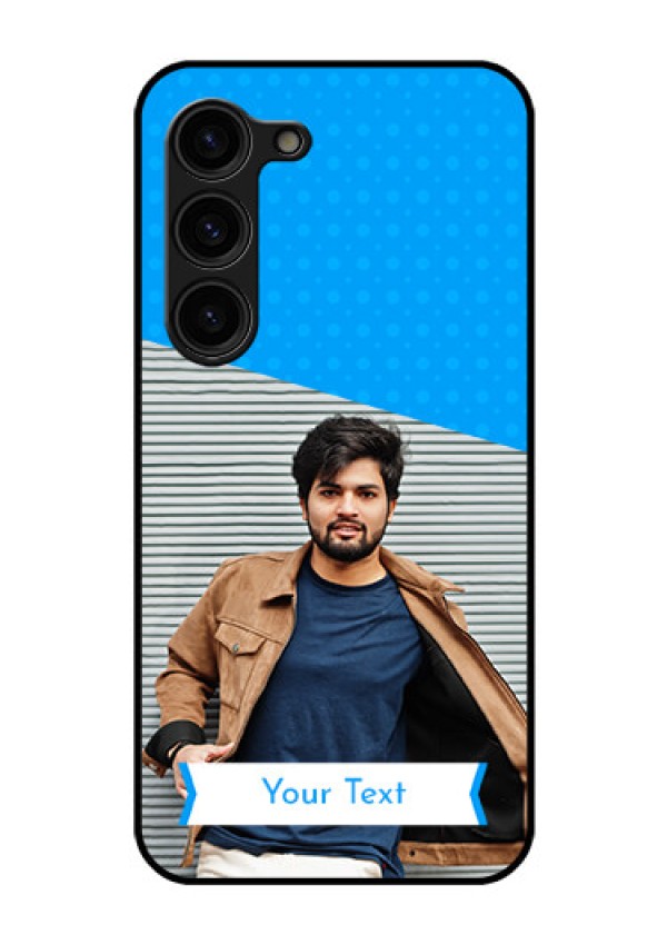 Galaxy S23 Plus 5G Photo Printing on Glass Case - Simple Blue Color Design
