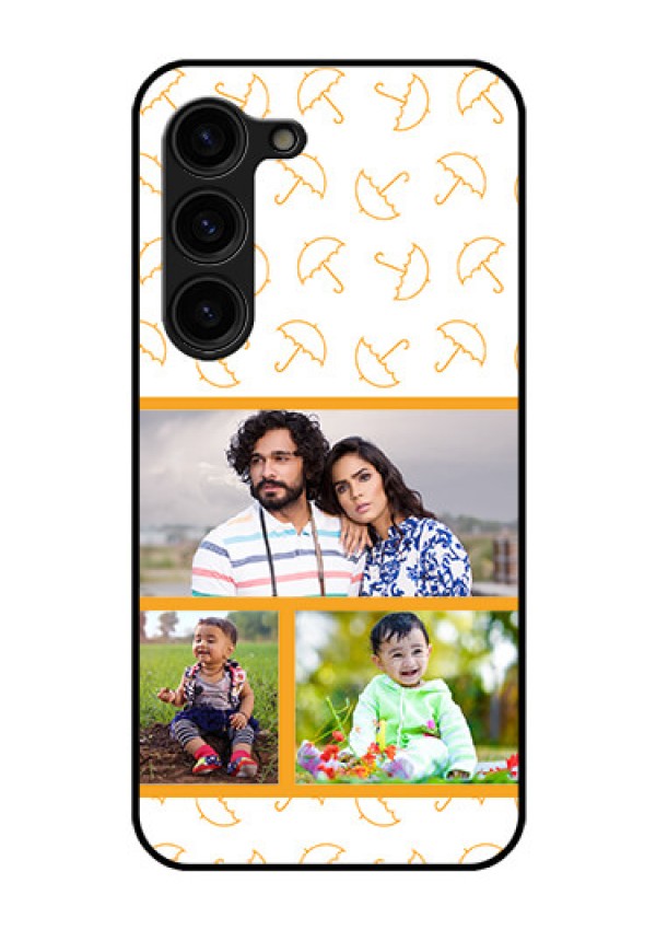Galaxy S23 Plus 5G Custom Glass Mobile Case - Yellow Pattern Design