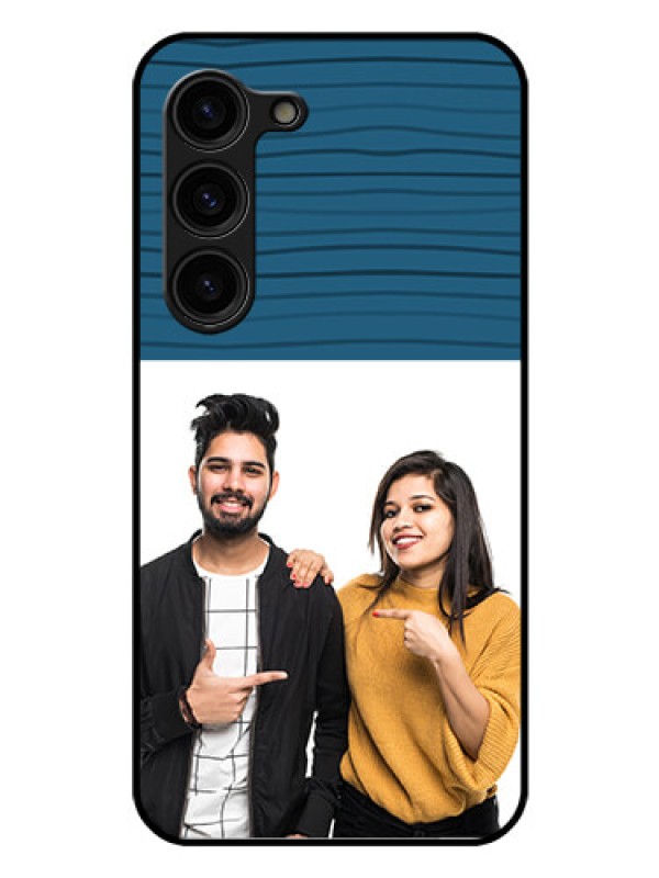 Custom Galaxy S23 Plus 5G Custom Glass Phone Case - Blue Pattern Cover Design