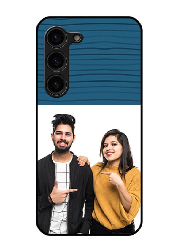 Galaxy S23 Plus 5G Custom Glass Phone Case - Blue Pattern Cover Design