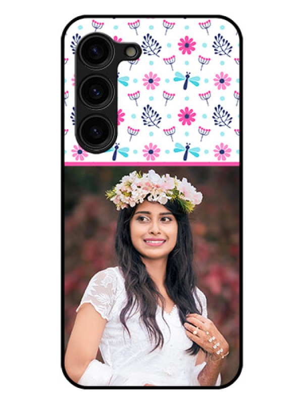 Custom Galaxy S23 Plus 5G Photo Printing on Glass Case - Colorful Flower Design