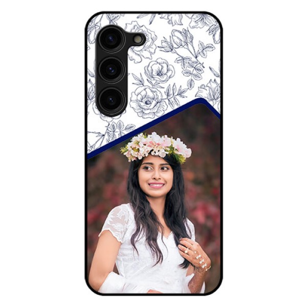 Galaxy S23 Plus 5G Personalized Glass Phone Case - Premium Floral Design Galaxy S23 Plus 5G Personalized Glass Phone Case - Premium Floral Design