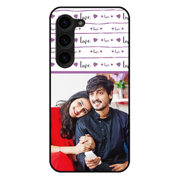 Galaxy S23 Plus 5G Custom Glass Mobile Case - Couples Heart Design