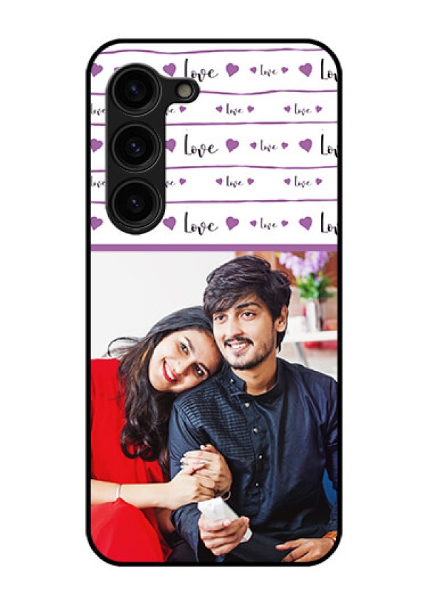 Galaxy S23 Plus 5G Custom Glass Mobile Case - Couples Heart Design