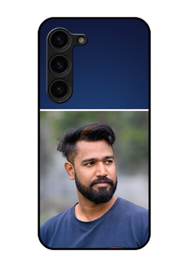 Galaxy S23 Plus 5G Personalized Glass Phone Case - Simple Royal Blue Design