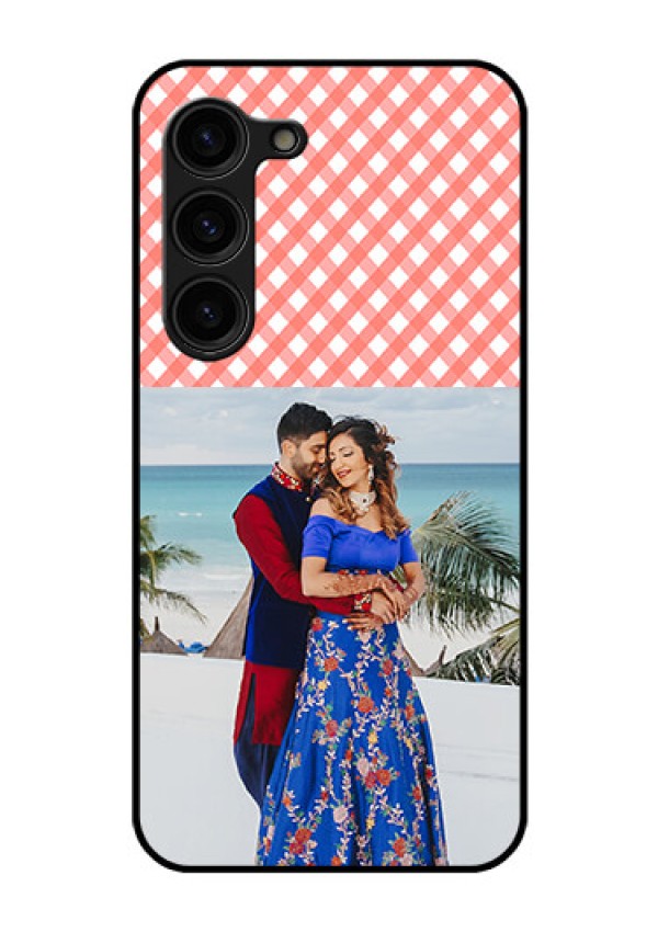 Galaxy S23 Plus 5G Personalized Glass Phone Case - Pink Pattern Design