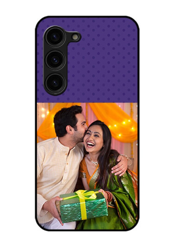 Galaxy S23 Plus 5G Personalized Glass Phone Case - Violet Pattern Design