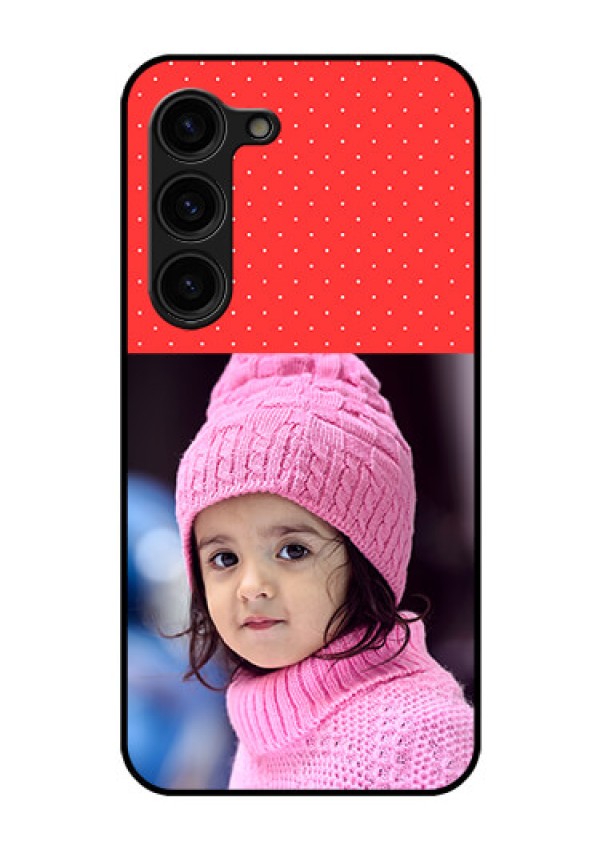 Galaxy S23 Plus 5G Photo Printing on Glass Case - Red Pattern Design