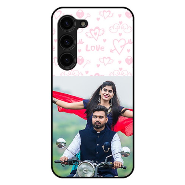 Galaxy S23 Plus 5G Custom Glass Mobile Case - Pink Flying Heart Design Galaxy S23 Plus 5G Custom Glass Mobile Case - Pink Flying Heart Design