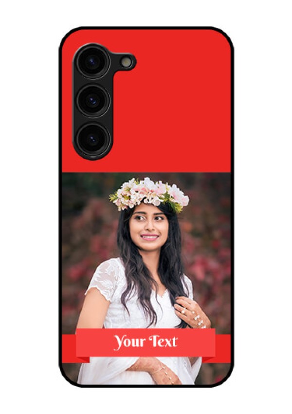 Galaxy S23 Plus 5G Custom Glass Phone Case - Simple Red Color Design