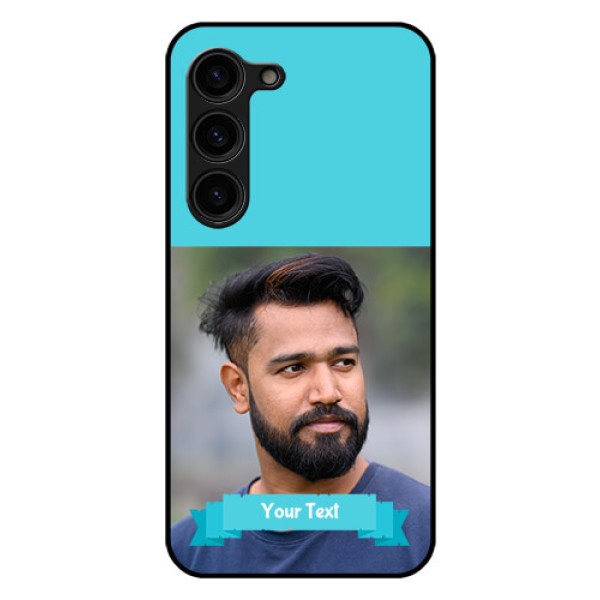 Galaxy S23 Plus 5G Personalized Glass Phone Case - Simple Blue Color Design Galaxy S23 Plus 5G Personalized Glass Phone Case - Simple Blue Color Design