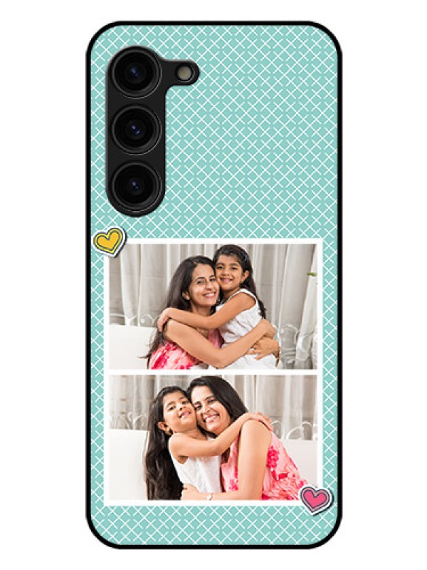 Custom Galaxy S23 Plus 5G Custom Glass Phone Case - 2 Image Holder with Pattern Design
