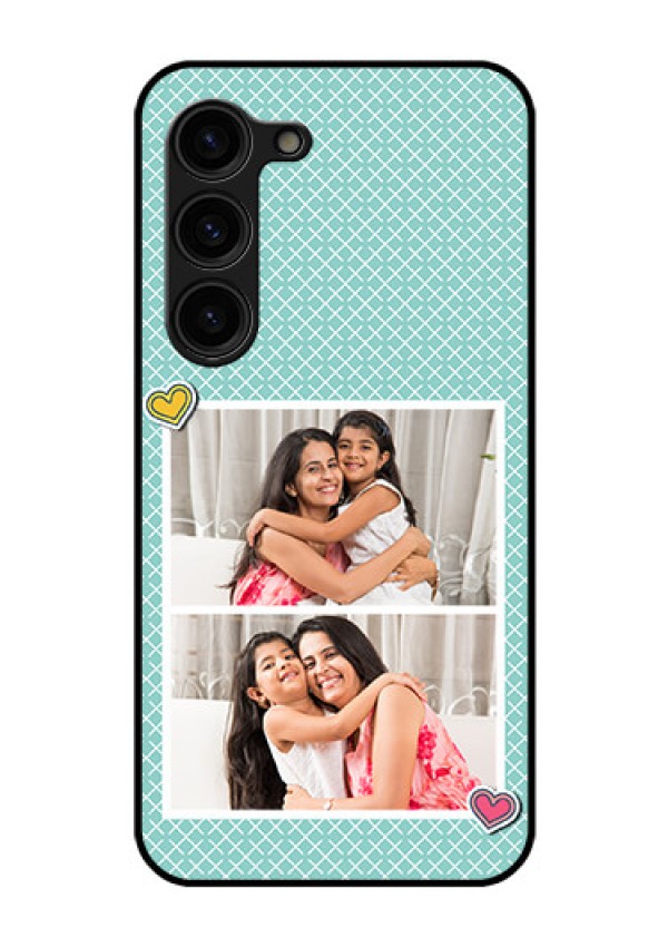 Galaxy S23 Plus 5G Custom Glass Phone Case - 2 Image Holder with Pattern Design