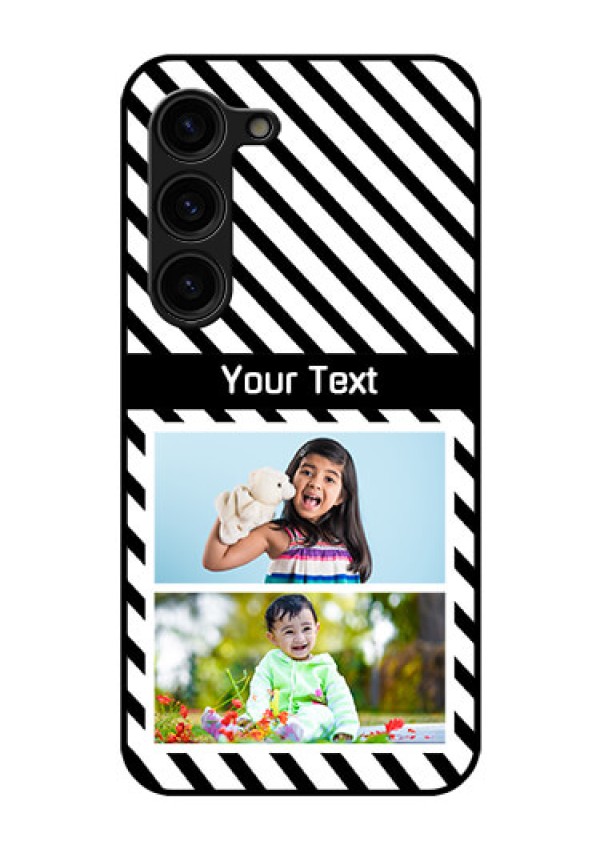 Galaxy S23 Plus 5G Photo Printing on Glass Case - Black And White Stripes Design