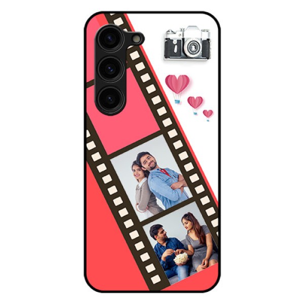 Galaxy S23 Plus 5G Personalized Glass Phone Case - 3 Image Holder with Film Reel Galaxy S23 Plus 5G Personalized Glass Phone Case - 3 Image Holder with Film Reel