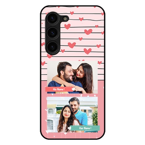 Galaxy S23 Plus 5G Custom Glass Mobile Case - Photo with Heart Design Galaxy S23 Plus 5G Custom Glass Mobile Case - Photo with Heart Design