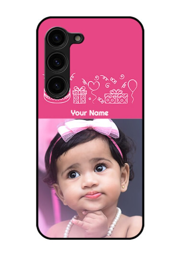 Galaxy S23 Plus 5G Photo Printing on Glass Case - with Birthday Line Art Design
