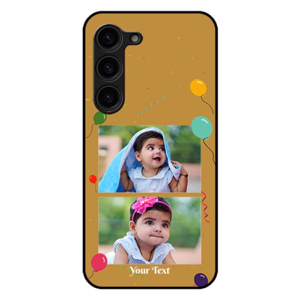 Galaxy S23 Plus 5G Personalized Glass Phone Case - Image Holder with Birthday Celebrations Design