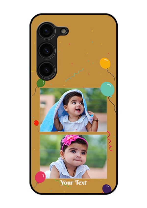 Galaxy S23 Plus 5G Personalized Glass Phone Case - Image Holder with Birthday Celebrations Design