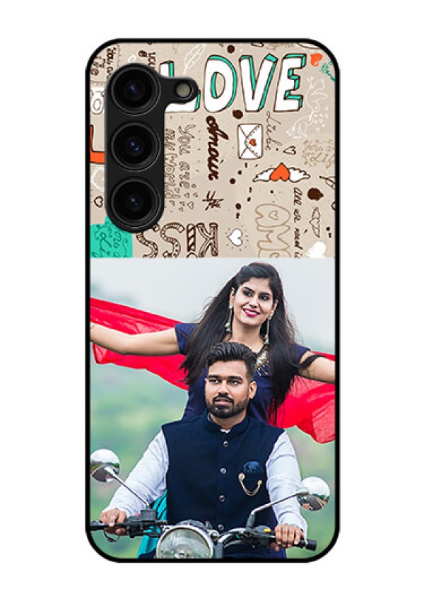 Galaxy S23 Plus 5G Custom Glass Phone Case - Love Doodle Pattern