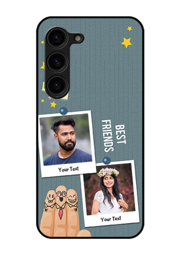 Galaxy S23 Plus 5G Personalized Glass Phone Case - Sticky Frames and Friendship Design