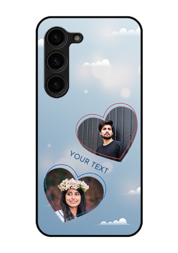 Galaxy S23 Plus 5G Custom Glass Mobile Case - Blue Color Couple Design