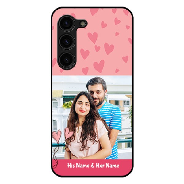 Galaxy S23 Plus 5G Personalized Glass Phone Case - Love Design Peach Color Galaxy S23 Plus 5G Personalized Glass Phone Case - Love Design Peach Color