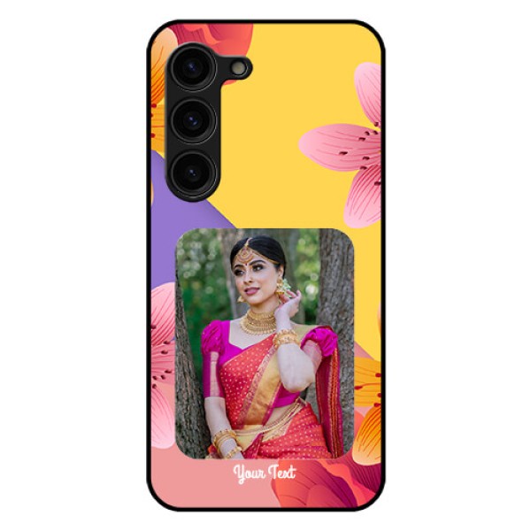 Galaxy S23 Plus 5G Custom Glass Mobile Case - 3 Image With Vintage Floral Design