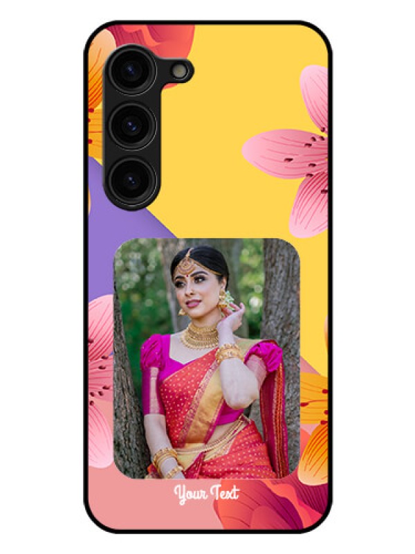 Custom Galaxy S23 Plus 5G Custom Glass Mobile Case - 3 Image With Vintage Floral Design