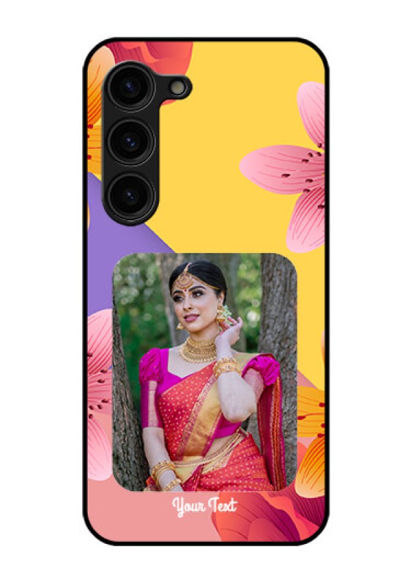 Galaxy S23 Plus 5G Custom Glass Mobile Case - 3 Image With Vintage Floral Design