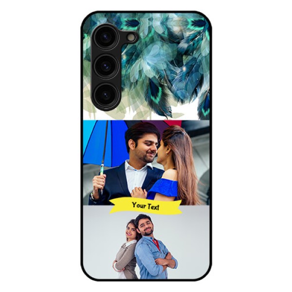 Galaxy S23 Plus 5G Personalized Glass Phone Case - Image with Boho Peacock Feather Design Galaxy S23 Plus 5G Personalized Glass Phone Case - Image with Boho Peacock Feather Design