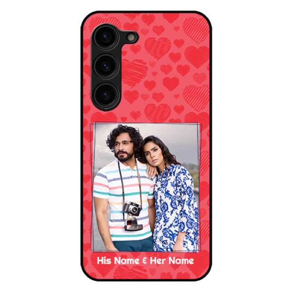 Galaxy S23 Plus 5G Photo Printing on Glass Case - with Red Heart Symbols Design Galaxy S23 Plus 5G Photo Printing on Glass Case - with Red Heart Symbols Design