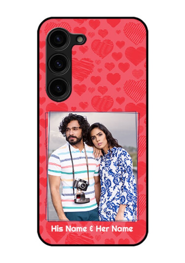 Galaxy S23 Plus 5G Photo Printing on Glass Case - with Red Heart Symbols Design