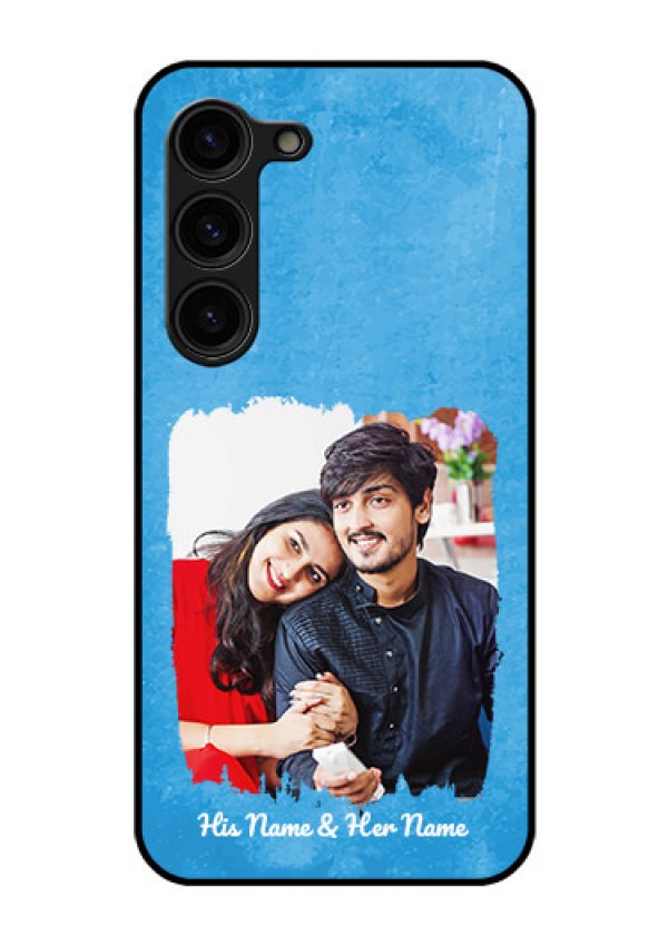 Galaxy S23 Plus 5G Custom Glass Phone Case - Blue Color Vintage Design