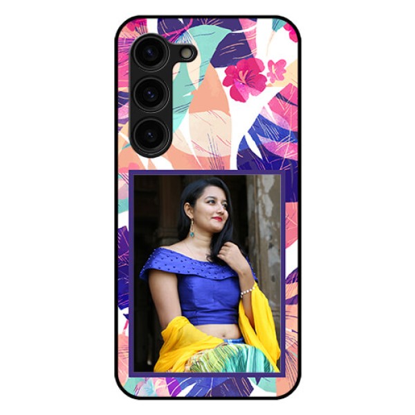 Galaxy S23 Plus 5G Custom Glass Mobile Case - Abstract Floral Design
