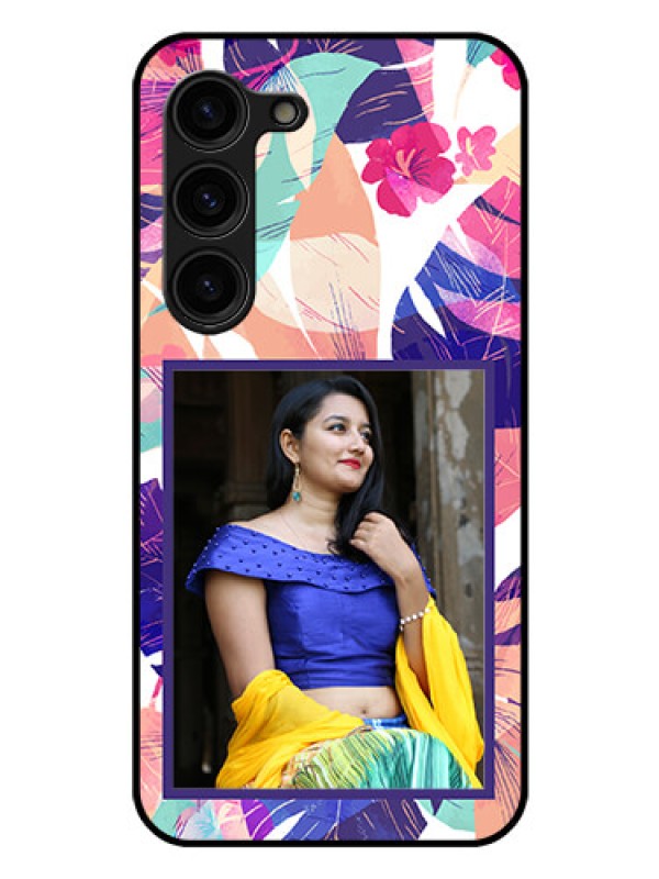 Custom Galaxy S23 Plus 5G Custom Glass Mobile Case - Abstract Floral Design
