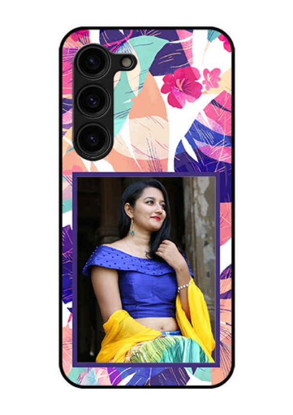 Galaxy S23 Plus 5G Custom Glass Mobile Case - Abstract Floral Design