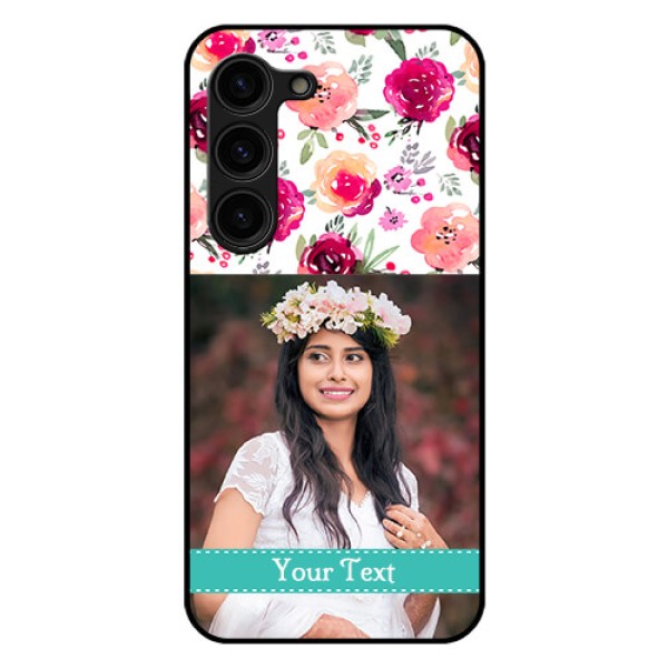 Galaxy S23 Plus 5G Custom Glass Phone Case - Watercolor Floral Design
