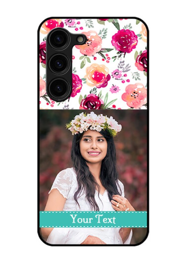 Galaxy S23 Plus 5G Custom Glass Phone Case - Watercolor Floral Design