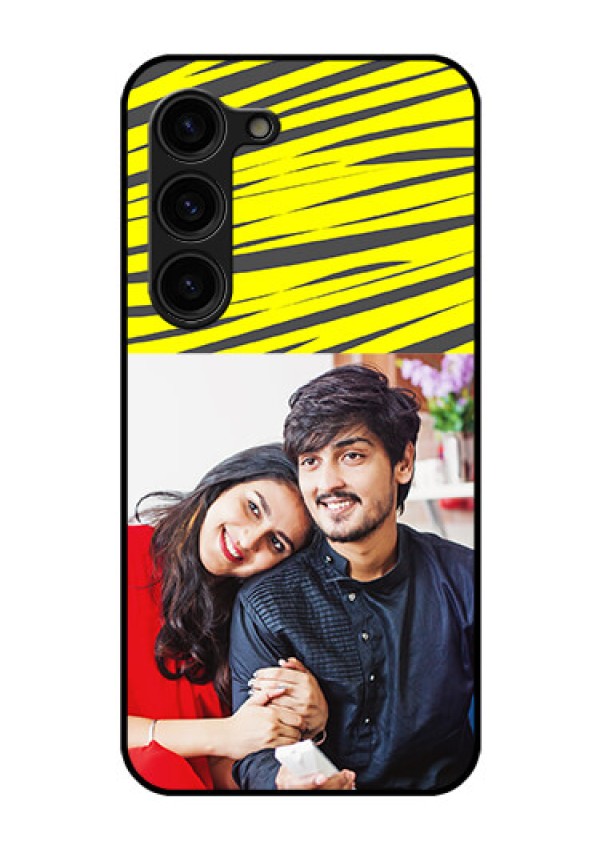 Galaxy S23 Plus 5G Photo Printing on Glass Case - Yellow Abstract Design