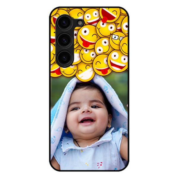 Galaxy S23 Plus 5G Custom Glass Mobile Case - with Smiley Emoji Design