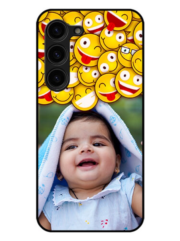 Custom Galaxy S23 Plus 5G Custom Glass Mobile Case - with Smiley Emoji Design